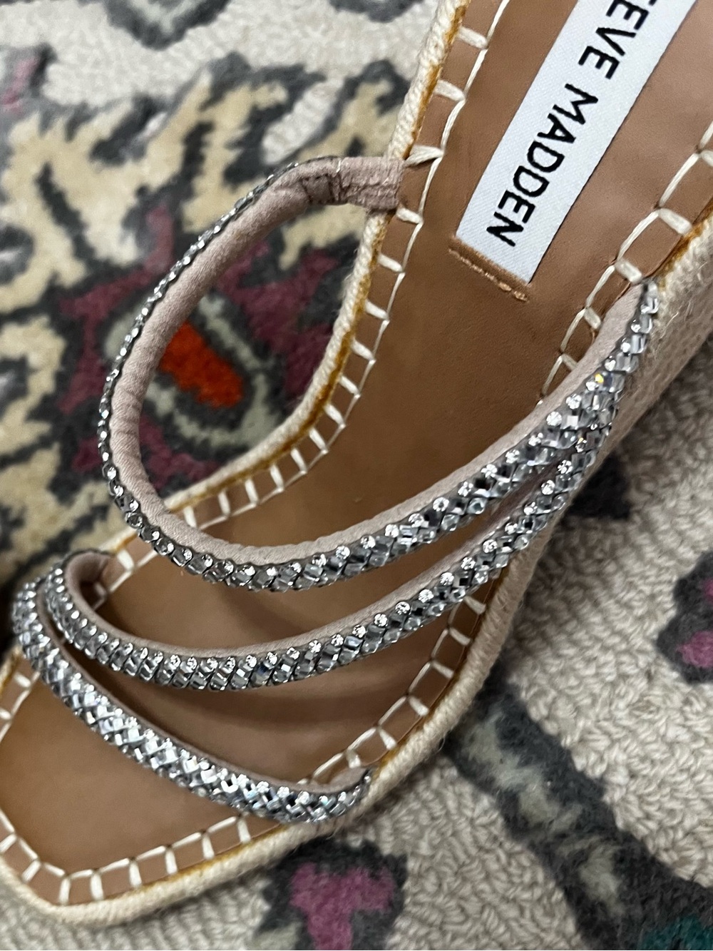 Steve Madden Beige Braided Espadrille Wedge Sandals - Picture 7 of 8